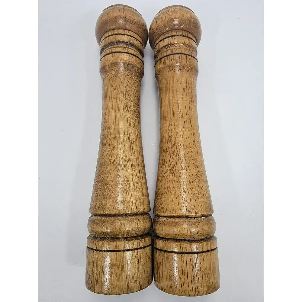 Powstro 2PCS Pepper Grinder 8 Inch Pepper Mill Oak Wood Salt Ceramic Adjustable
